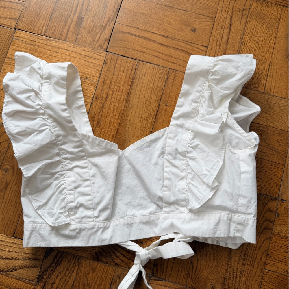 White Ruffled Cropped Tops - Picture 6 of 7